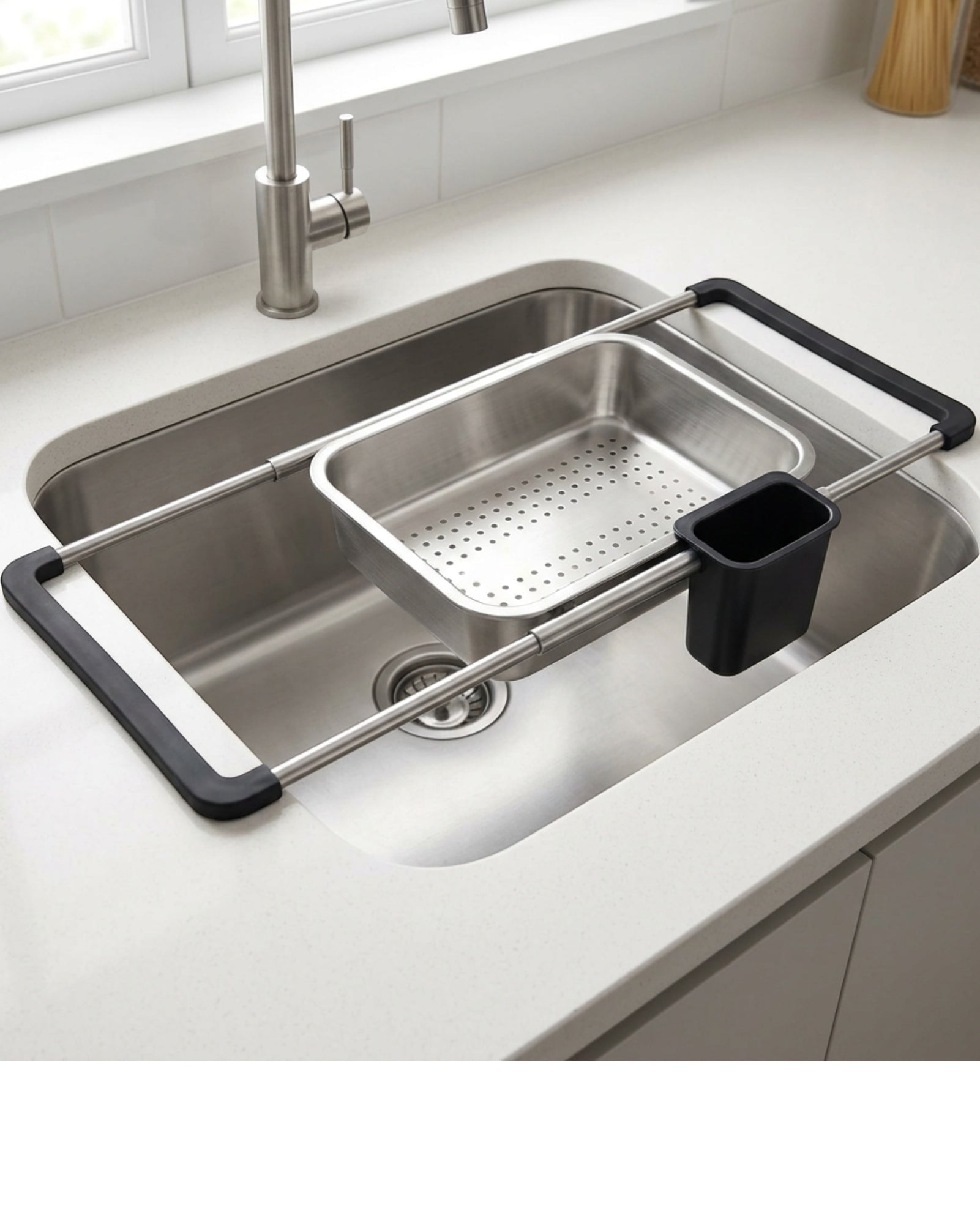 Teila Expandable Over-Sink Draining Rack 37-52 cm Stainless Steel - Lifestyle view