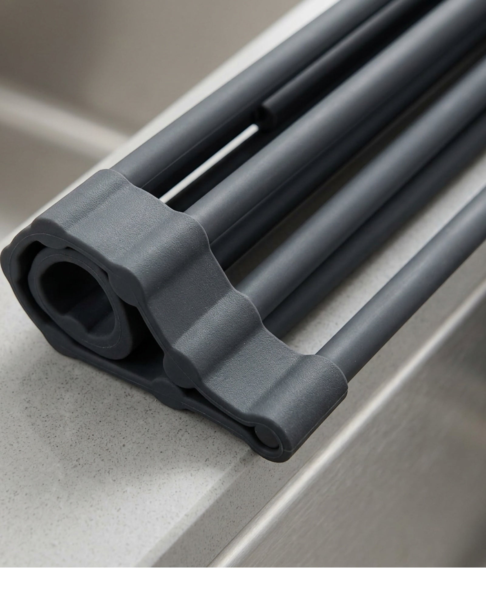 Teila Roll-Up Sink Drying Rack 43 x 33 cm Charcoal 18 Rods - Detail view