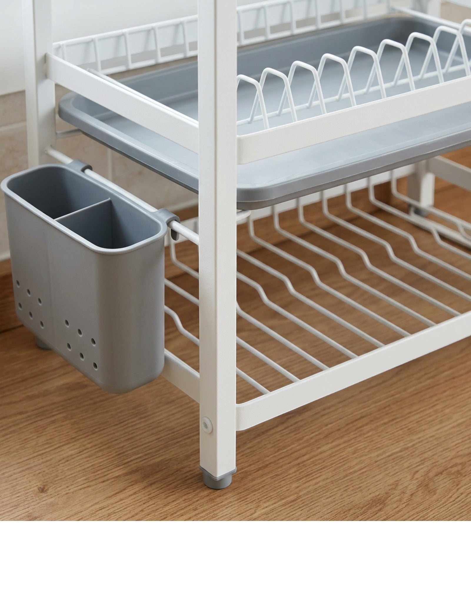 Teila Two-Tier Dish Draining Rack 42 x 30 x 35 cm Matte White - Detail view
