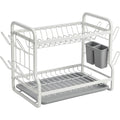 Teila Two-Tier Dish Draining Rack 42 x 30 x 35 cm Matte White - Product view
