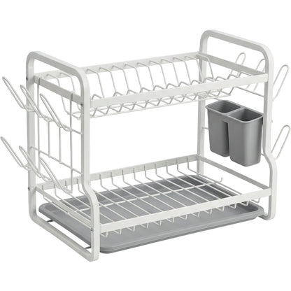 Teila Two-Tier Dish Draining Rack 42 x 30 x 35 cm Matte White - Product view