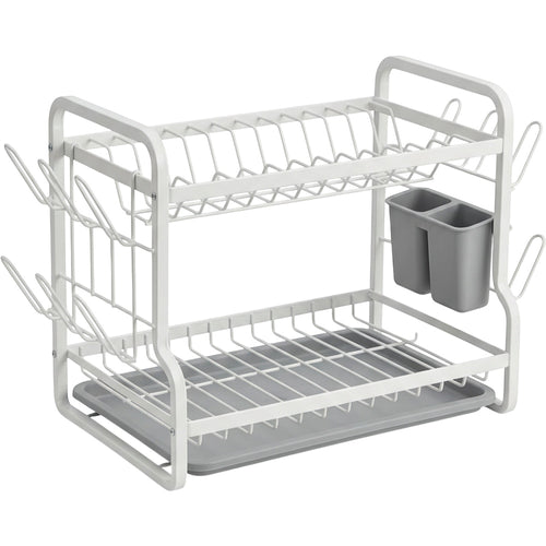 Teila Two-Tier Dish Draining Rack 42 x 30 x 35 cm Matte White - Product view